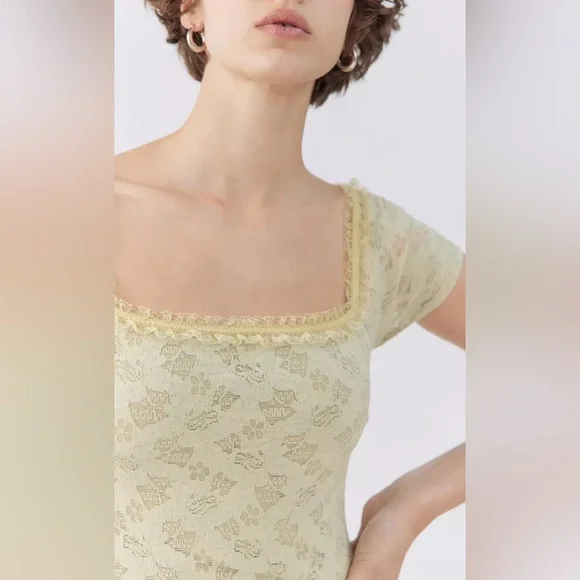 Urban Renewal Light Green Stretch Lace Mini Dress - Picture 3 of 8